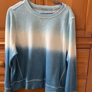 Ombre Blue and White Women's Crew Neck Sweater